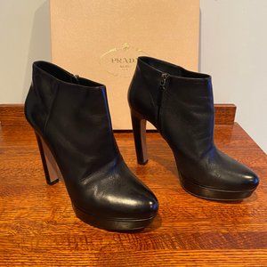 Prada black leather platform booties size 40 (10)